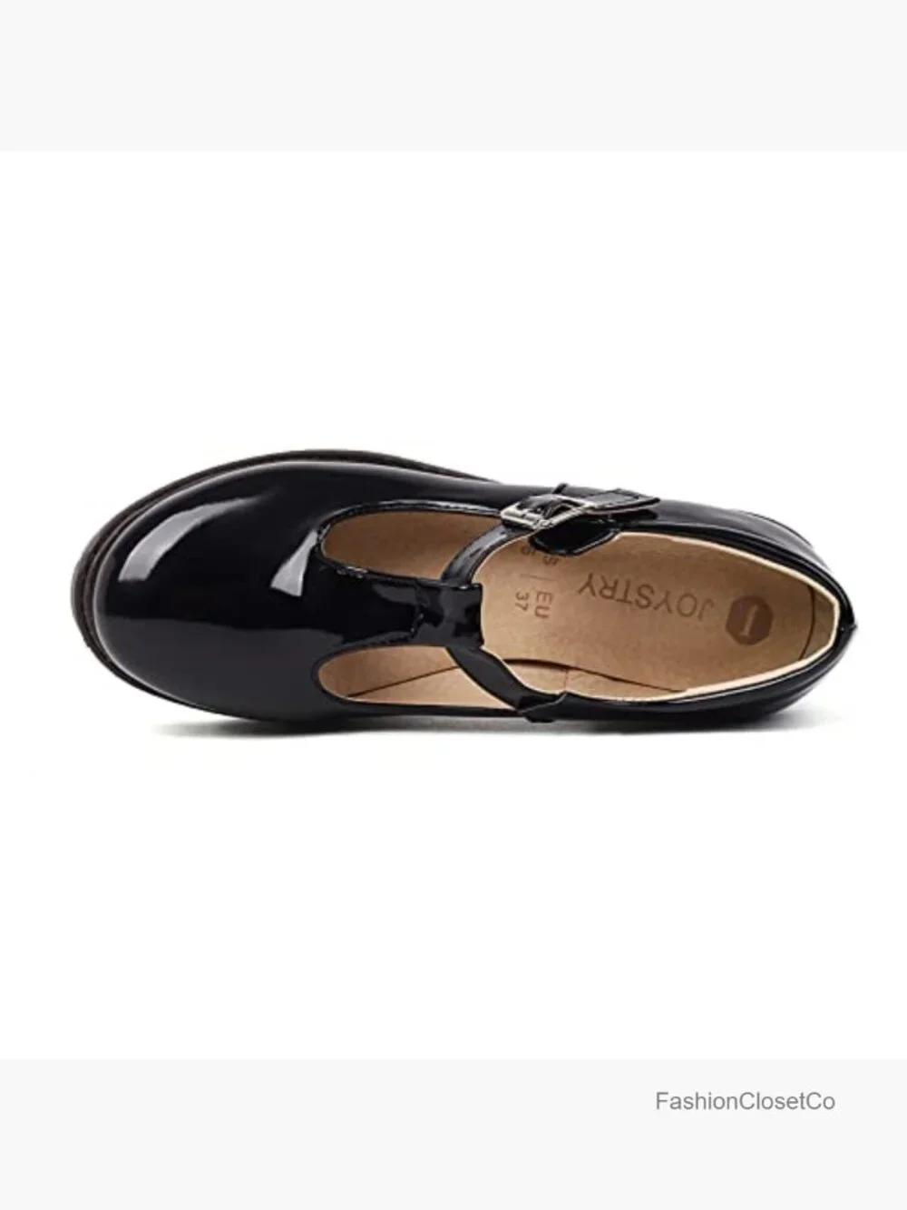 Chunky Platform Mary Janes with Buckle Strap Patent Leather School Shoes